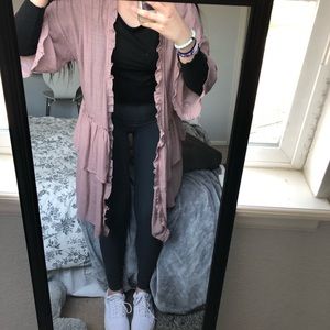 Easel Pink Ruffled Cardigan